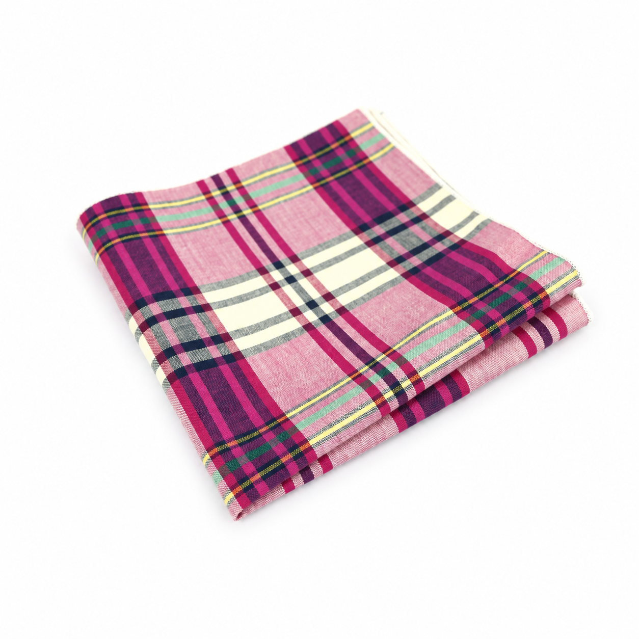 Pink Multicolor Plaid Pocket Square