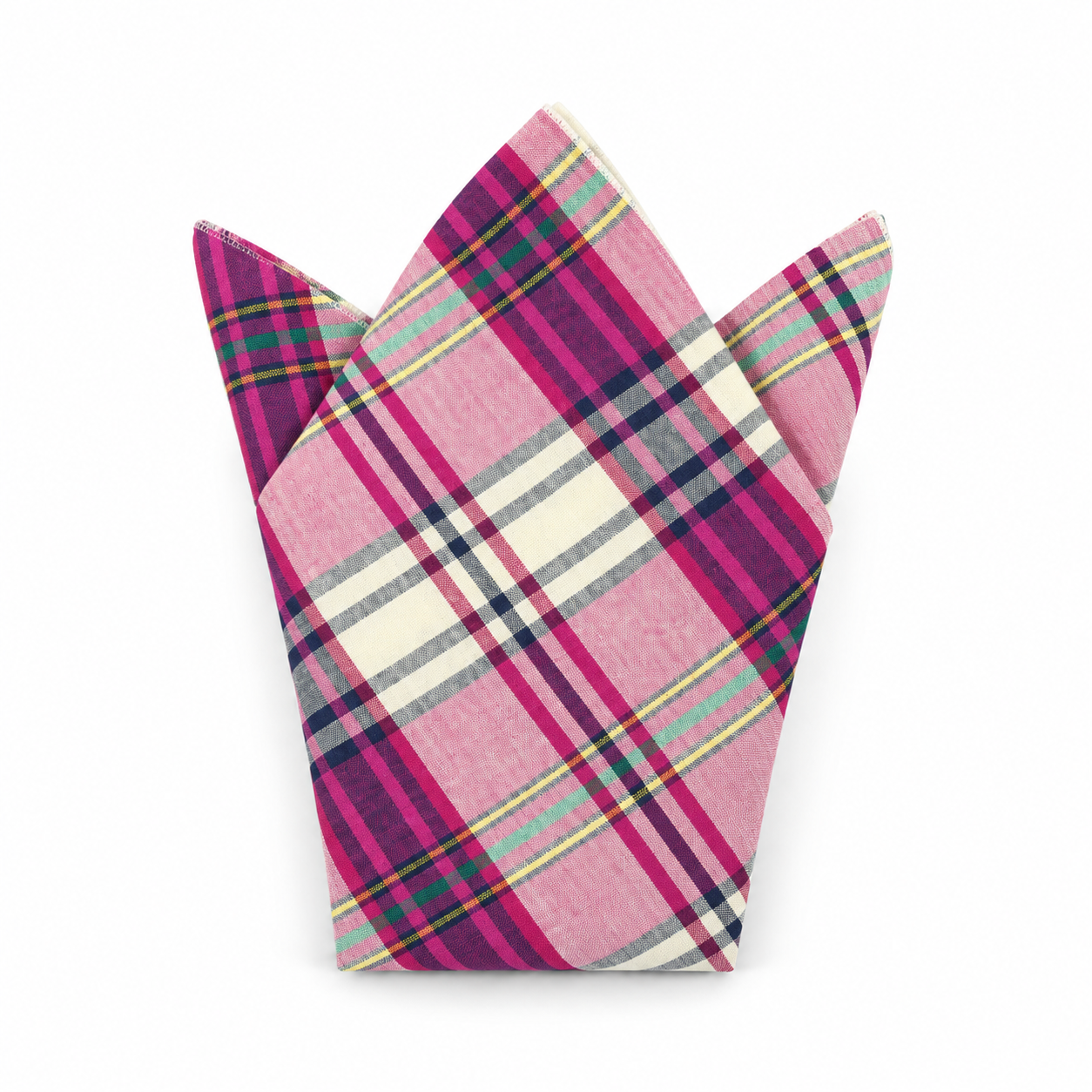 Pink Multicolor Plaid Pocket Square