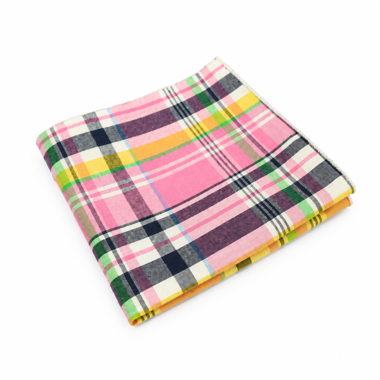 Pink Multicolor Plaid Pocket Square