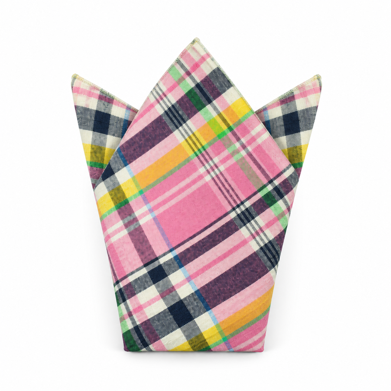 Pink Multicolor Plaid Pocket Square