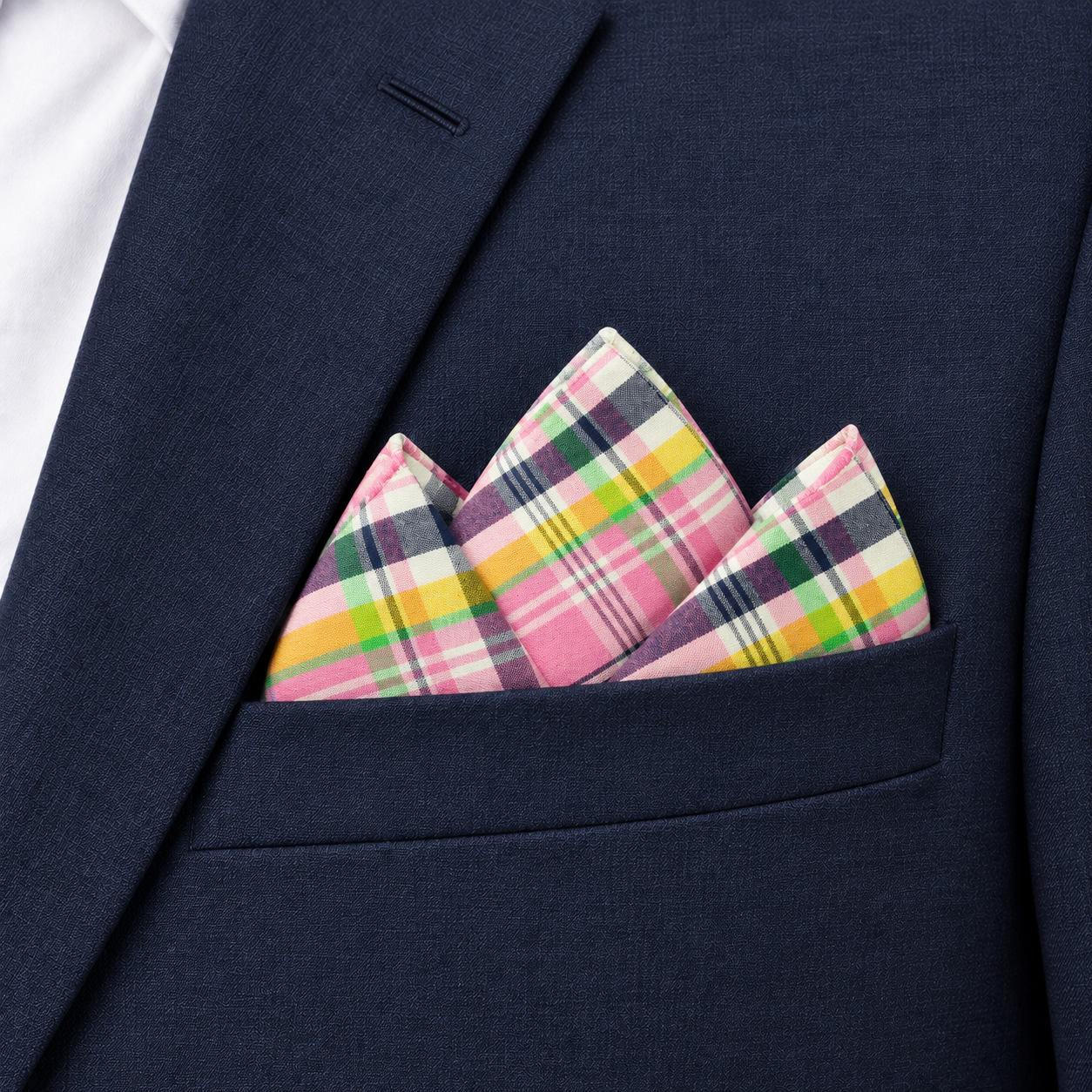 Pink Multicolor Plaid Pocket Square — view 3 of 3