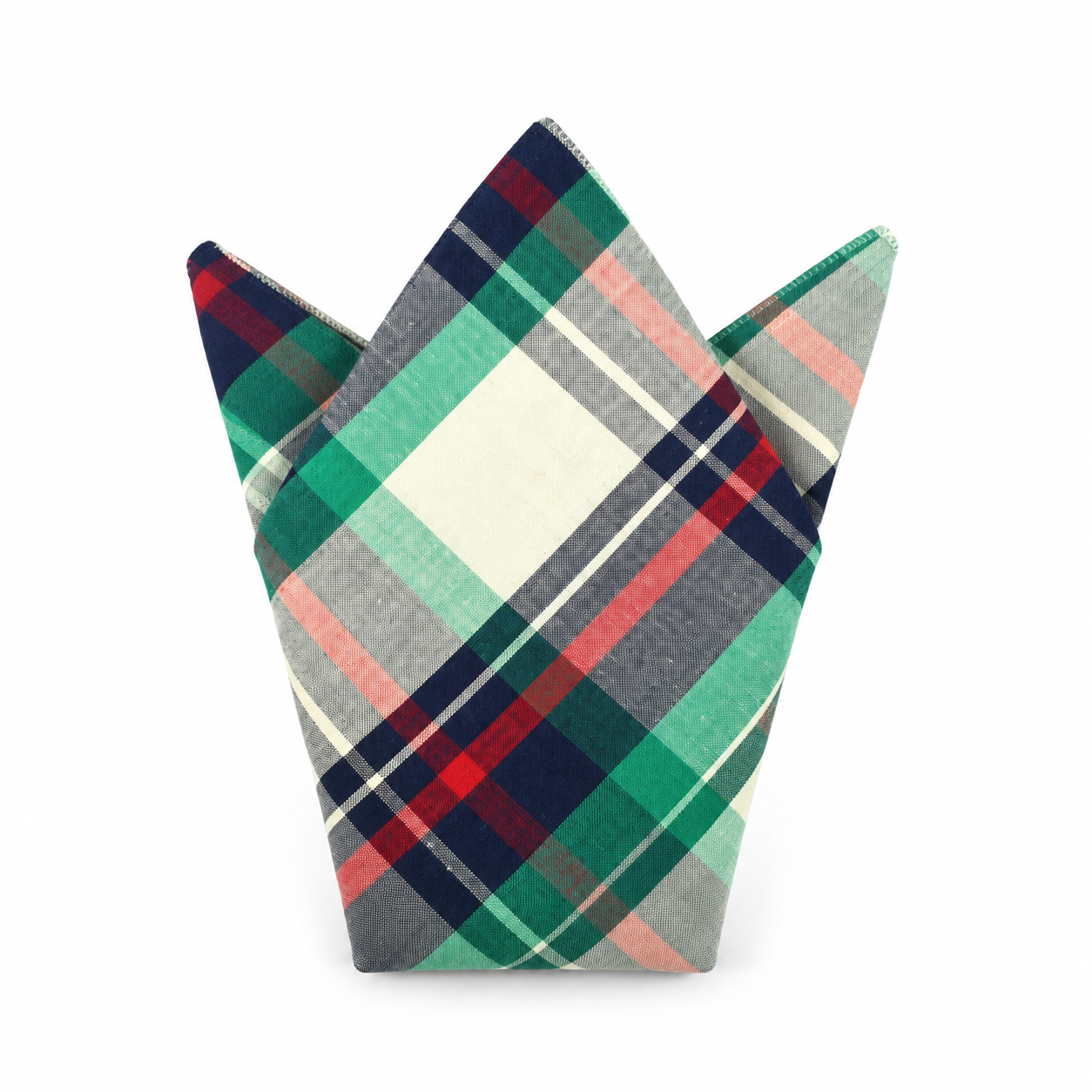 Green Multicolor Plaid Pocket Square