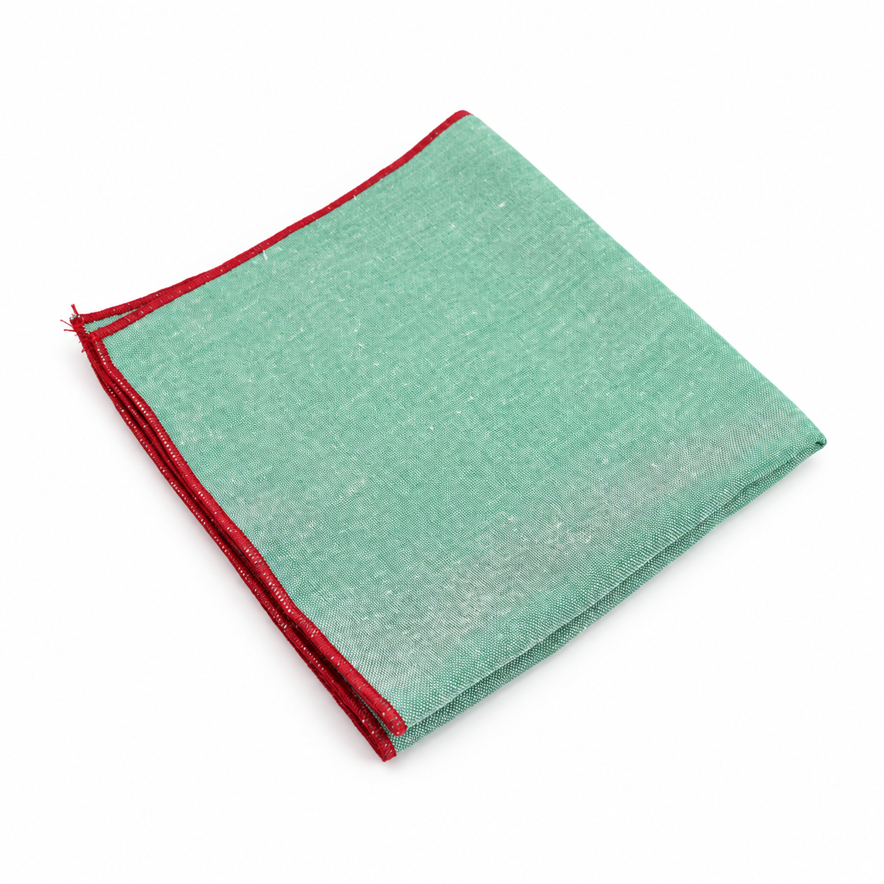 Mint Green Pocket Square with Red Edge