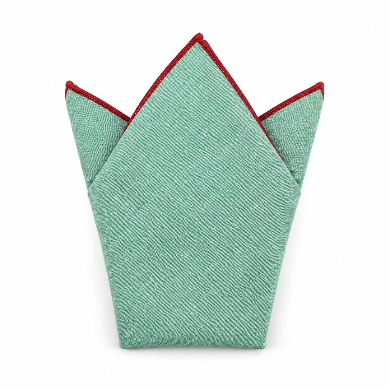 Mint Green Pocket Square with Red Edge — view 2 of 3