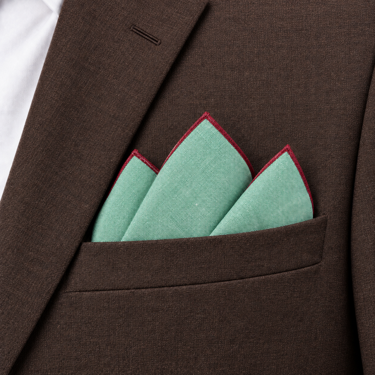 Mint Green Pocket Square with Red Edge — view 3 of 3