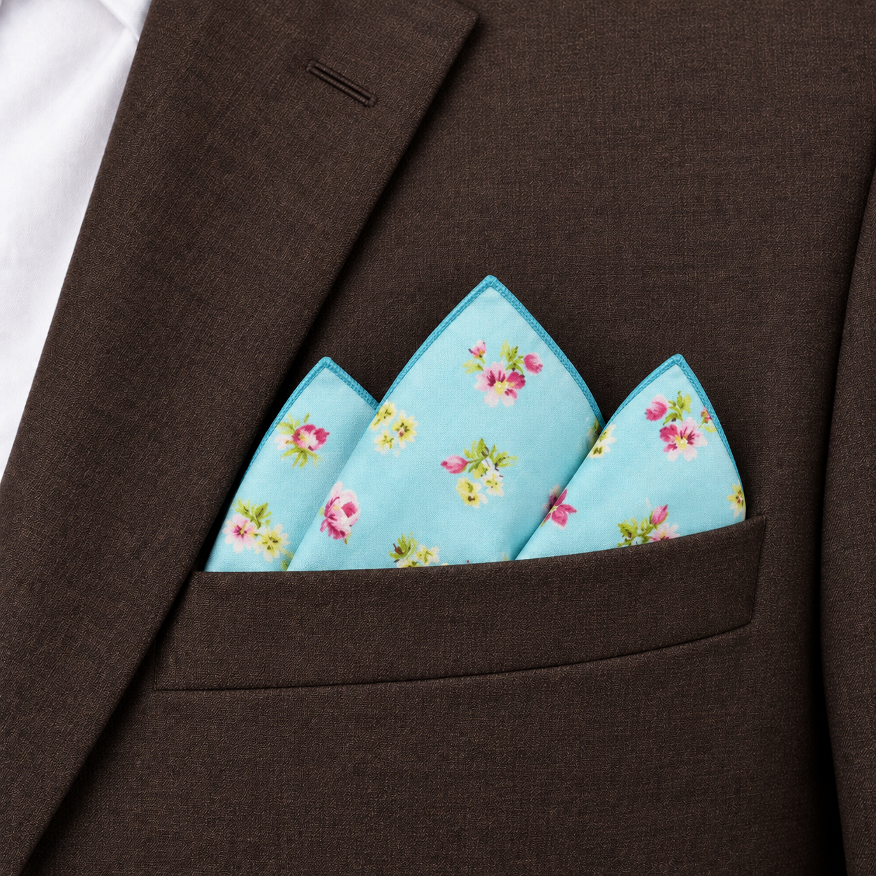 Pale Blue Small Floral Pocket Square — view 3 of 3