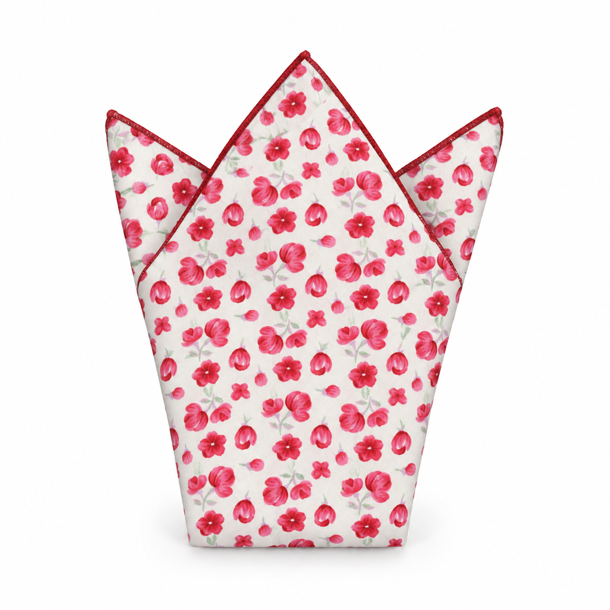 Cream and Red Small Floral Pocket Square