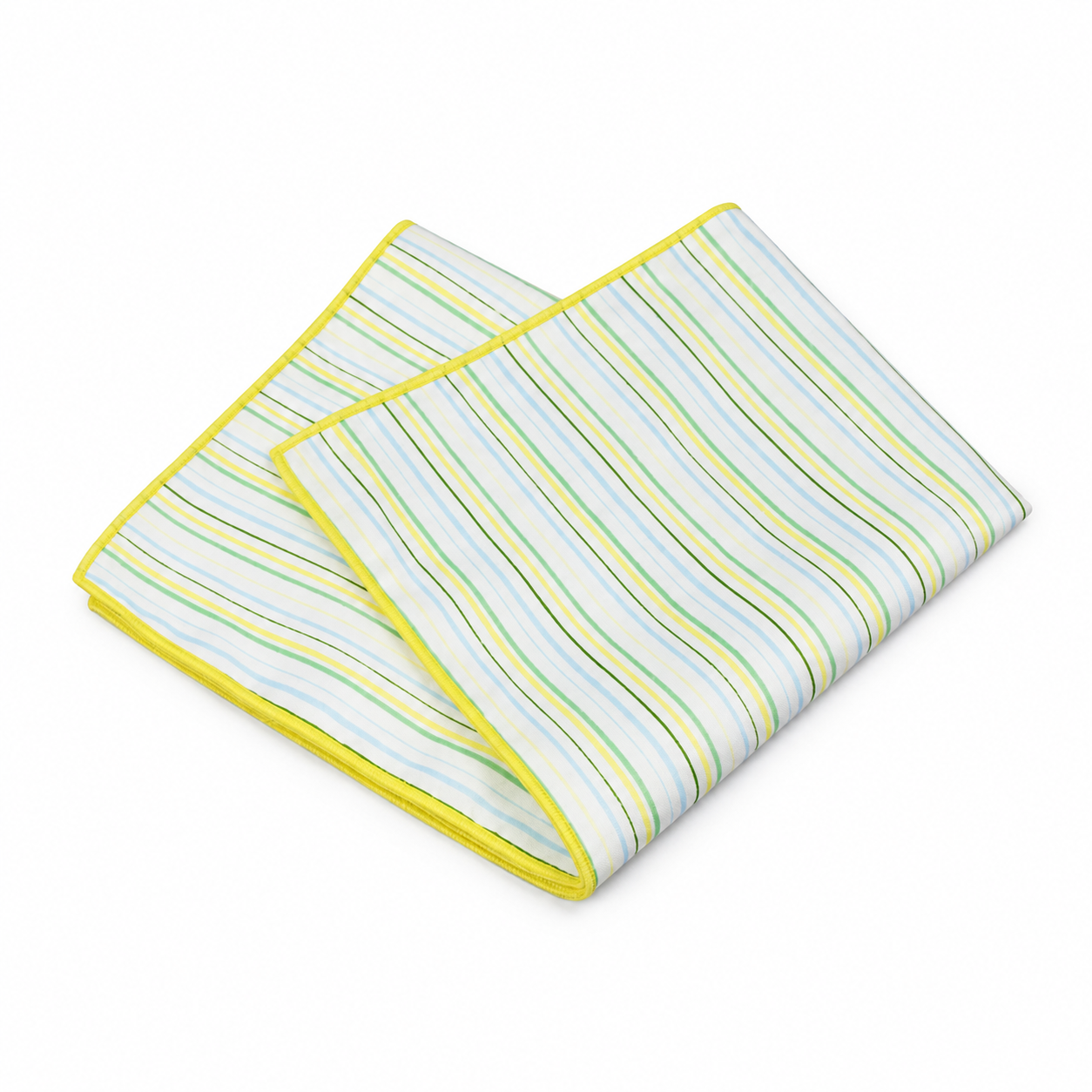 White, Yellow and Blue Fine Stripe Pocket Square