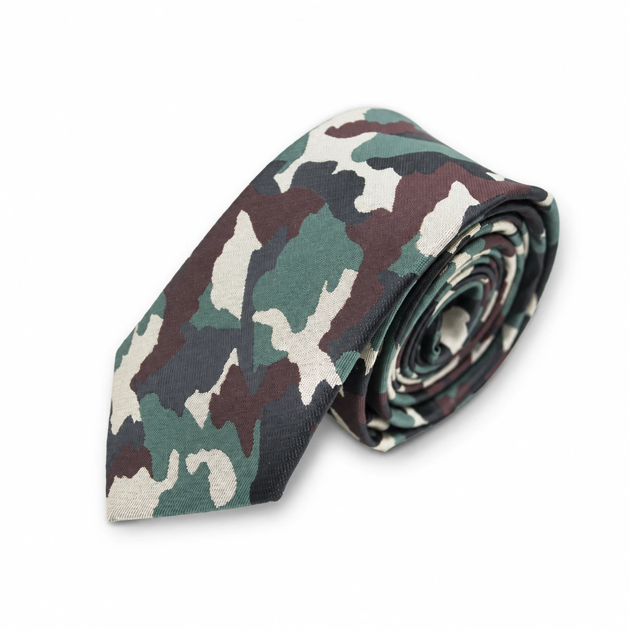 Sage Green and Brown Camouflage Skinny Tie