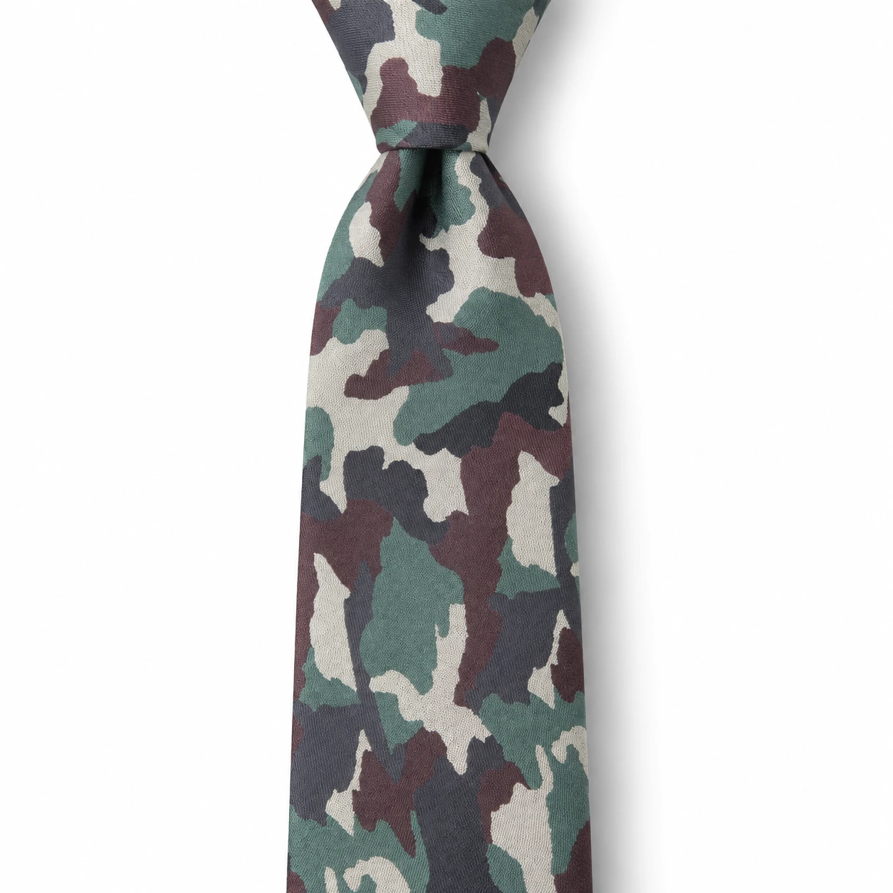 Sage Green and Brown Camouflage Skinny Tie