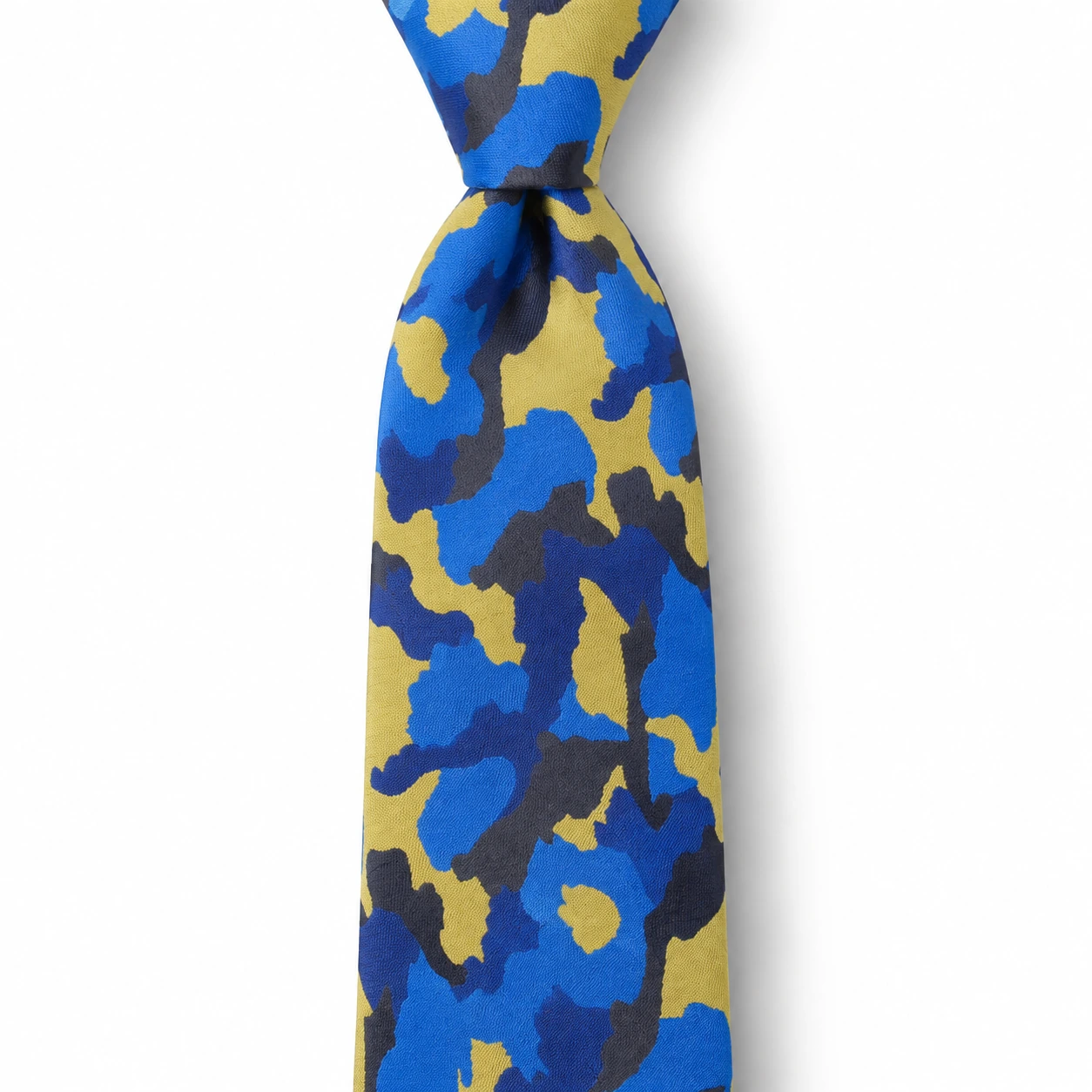 Royal Blue and Mustard Camouflage Skinny Tie