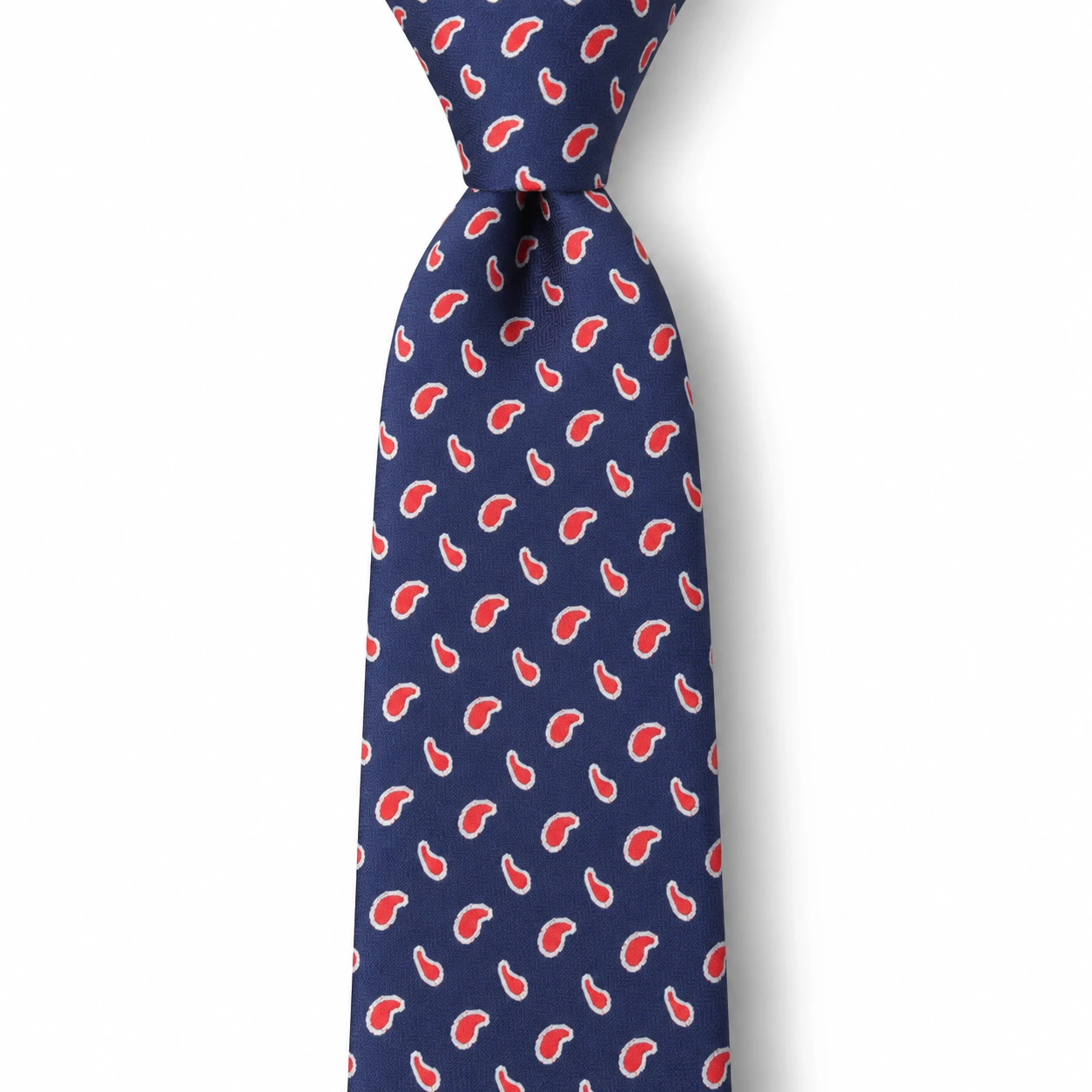 Navy Blue, Red and White Mini Paisley Skinny Tie