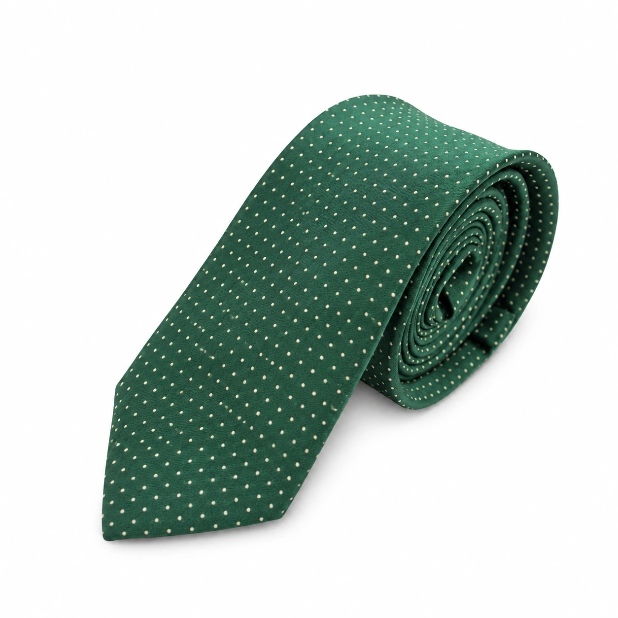 Forest Green and White Micro Dot Skinny Tie