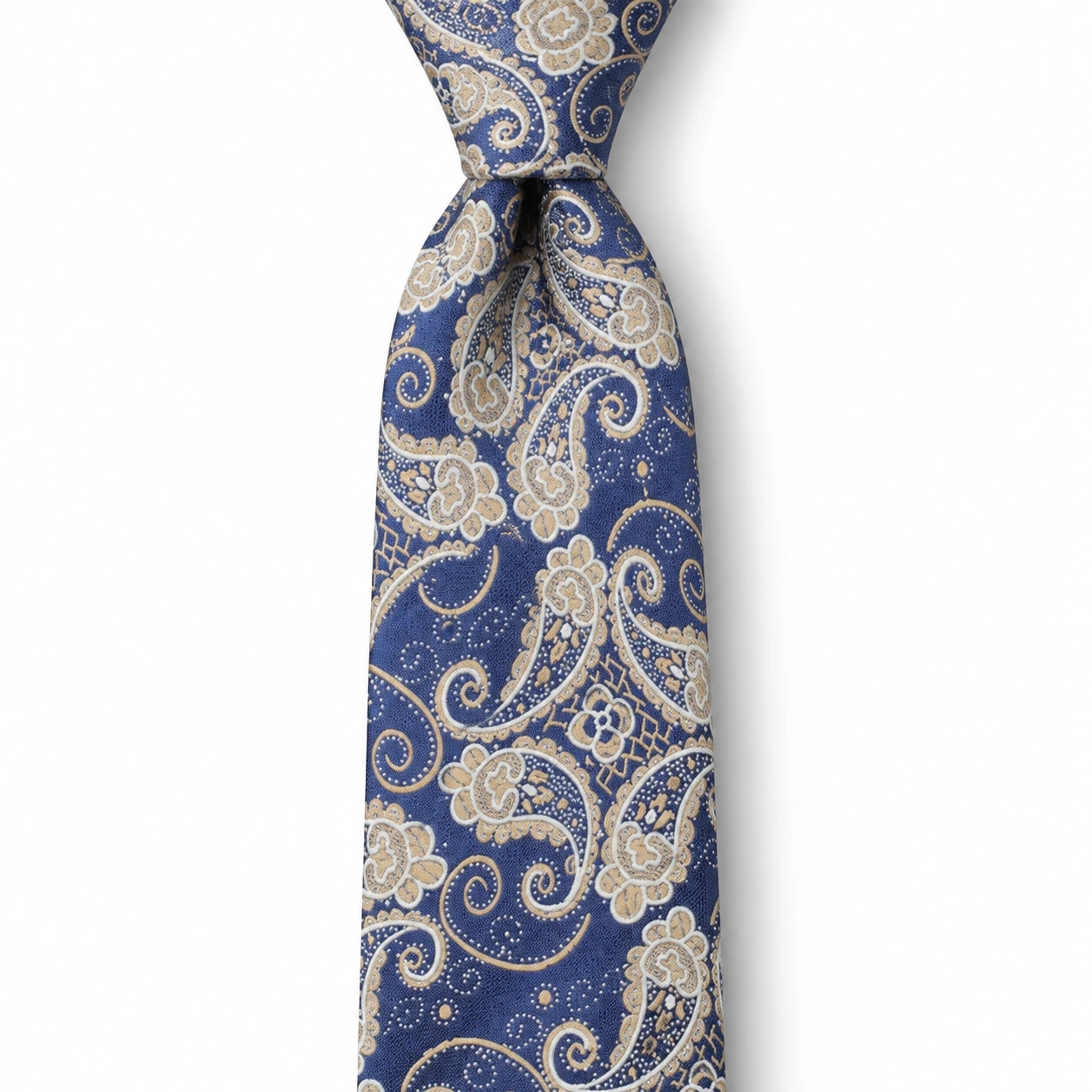 Blue and Cream Ornate Paisley Skinny Tie