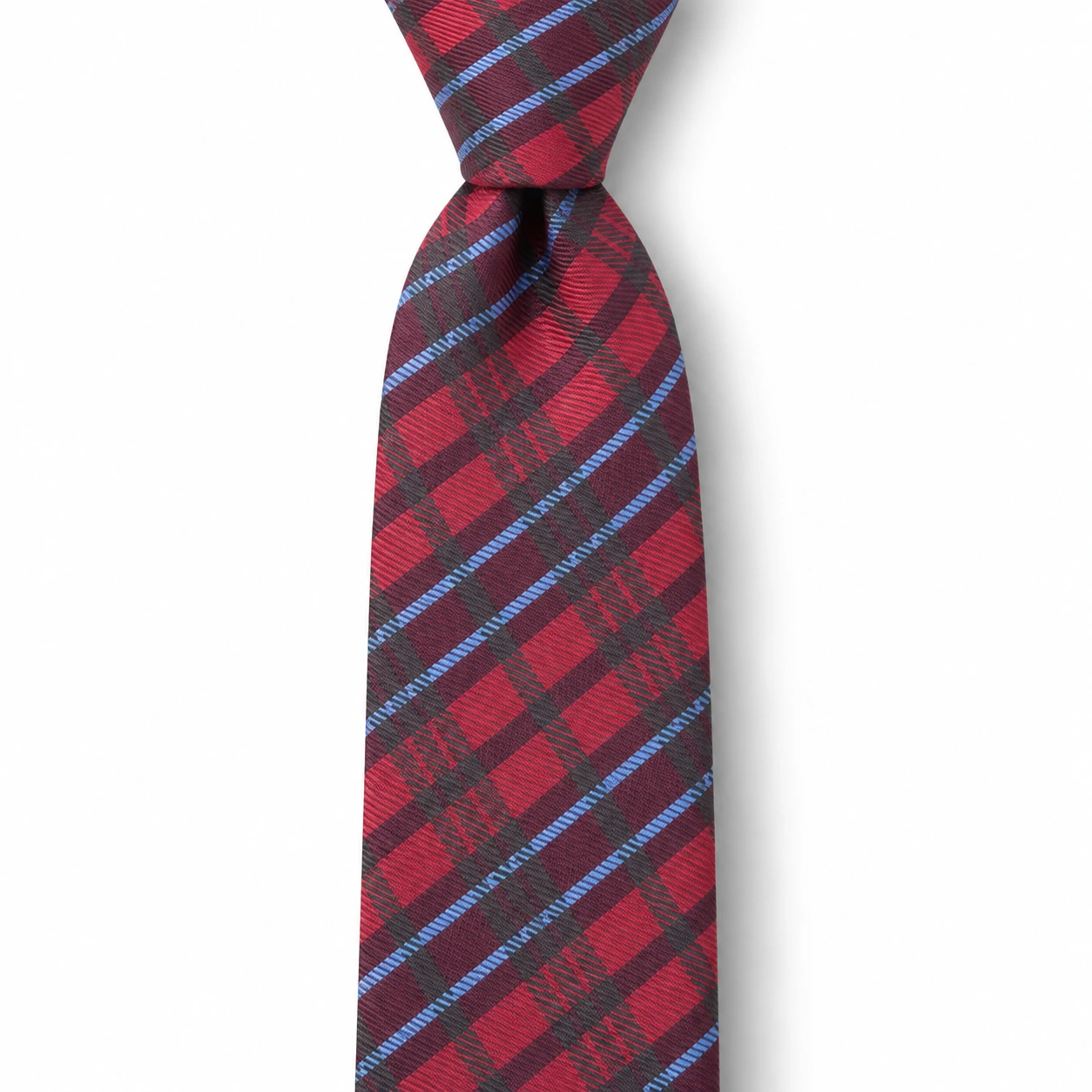 Red, Black and Blue Plaid Skinny Tie