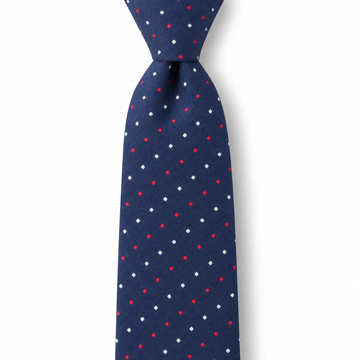 Navy Blue, Red and White Micro Dot Skinny Tie