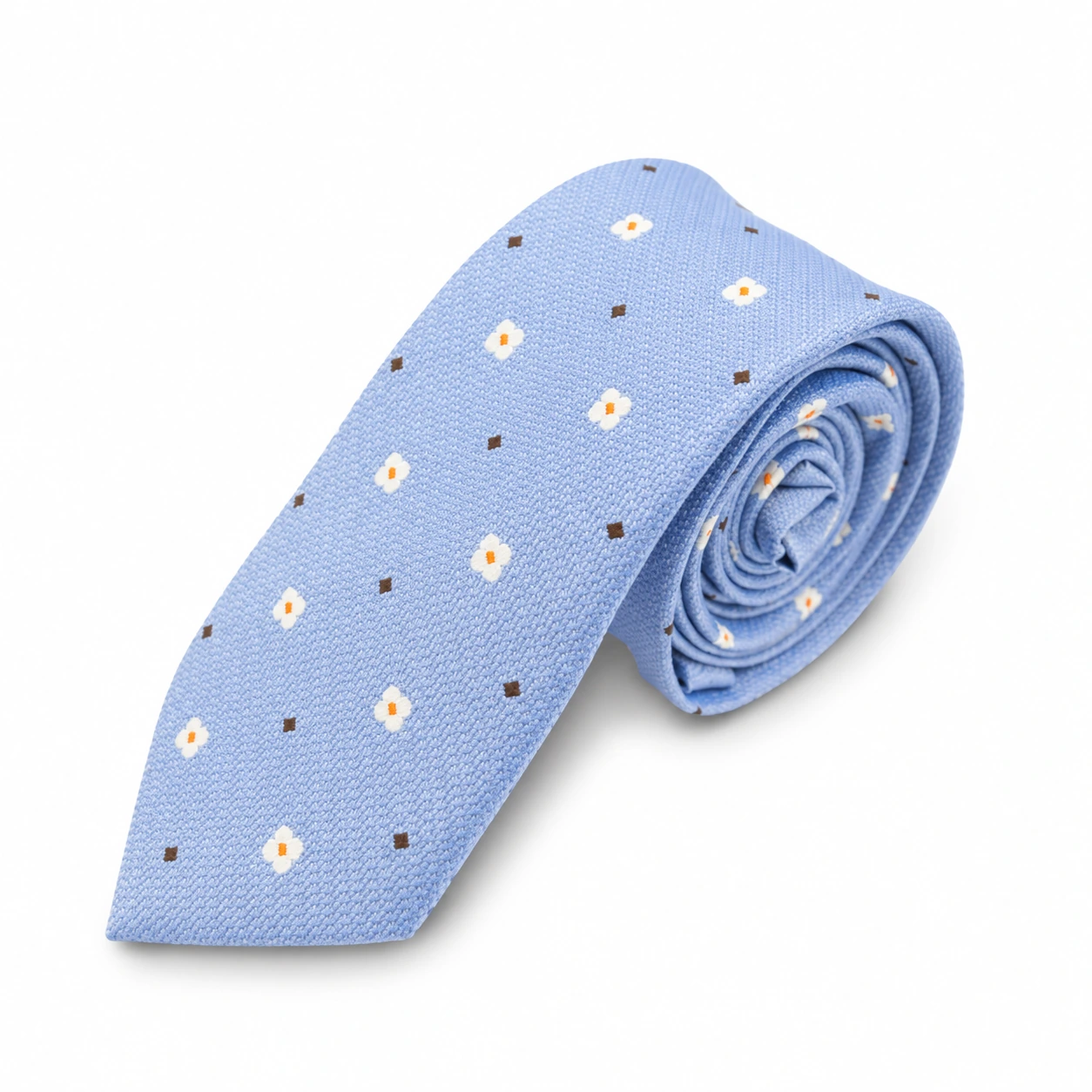 Light Blue Daisy Motif Skinny Tie