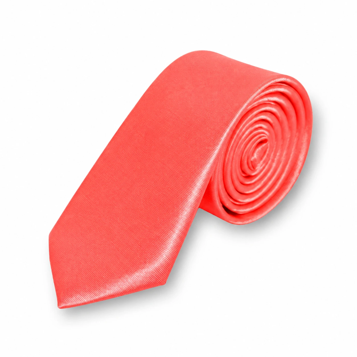 corbata estrecha color coral liso