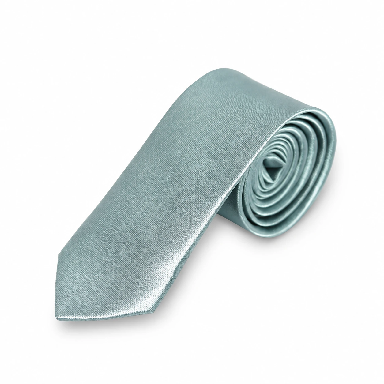 Silver Green Solid Skinny Tie