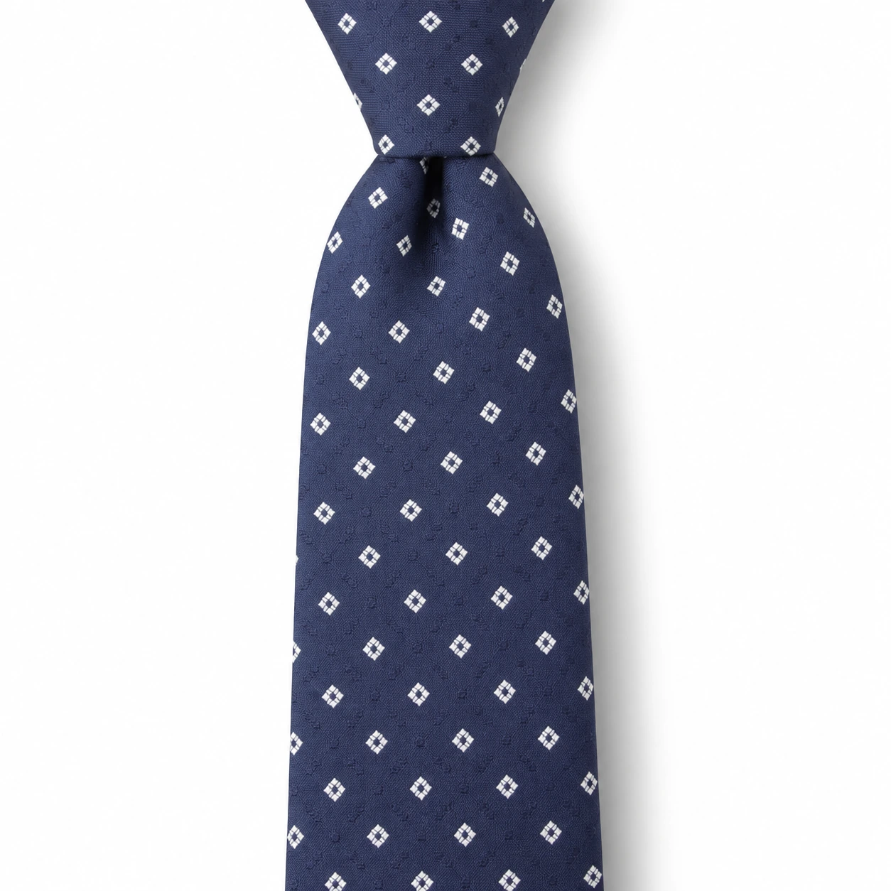 Navy Blue and White Small Diamond Skinny Tie