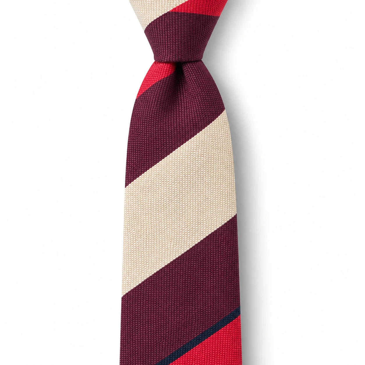 Burgundy and Cream Block Stripe Skinny Tie