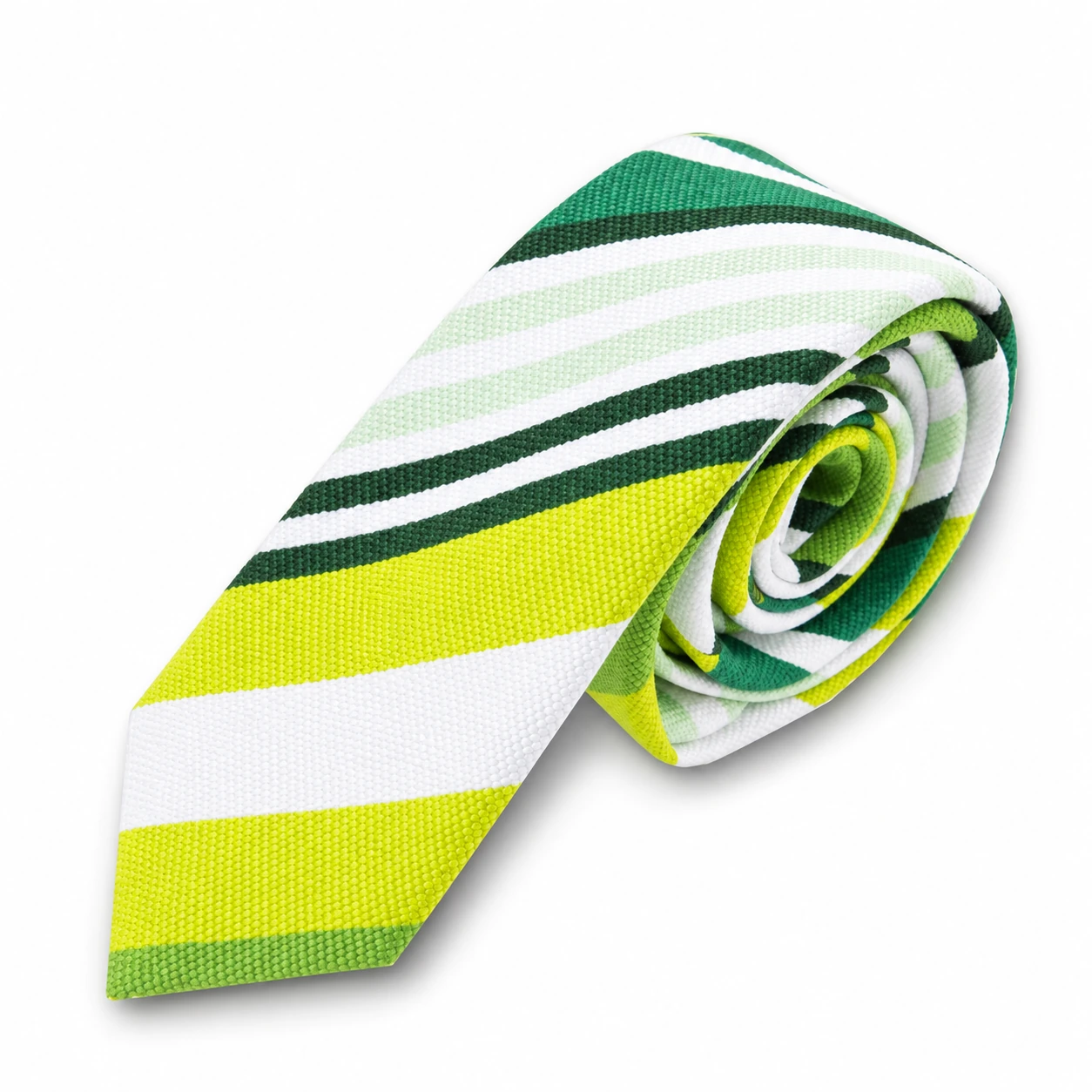 Green, Lime and White Striped Skinny Tie