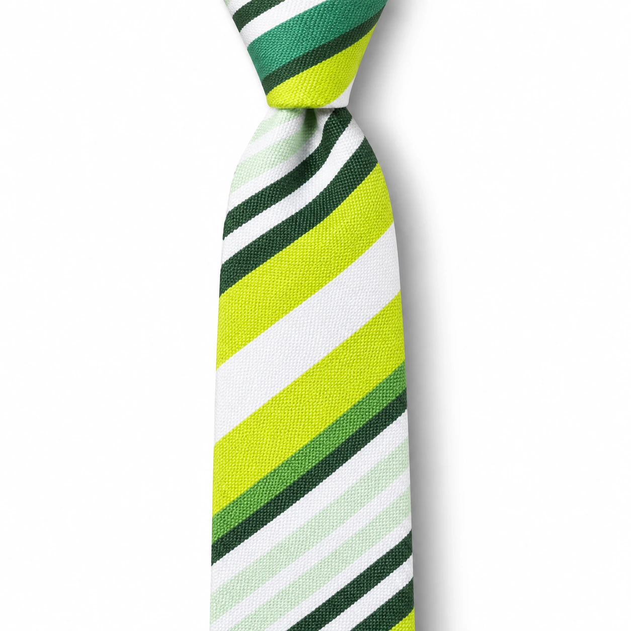Green, Lime and White Striped Skinny Tie