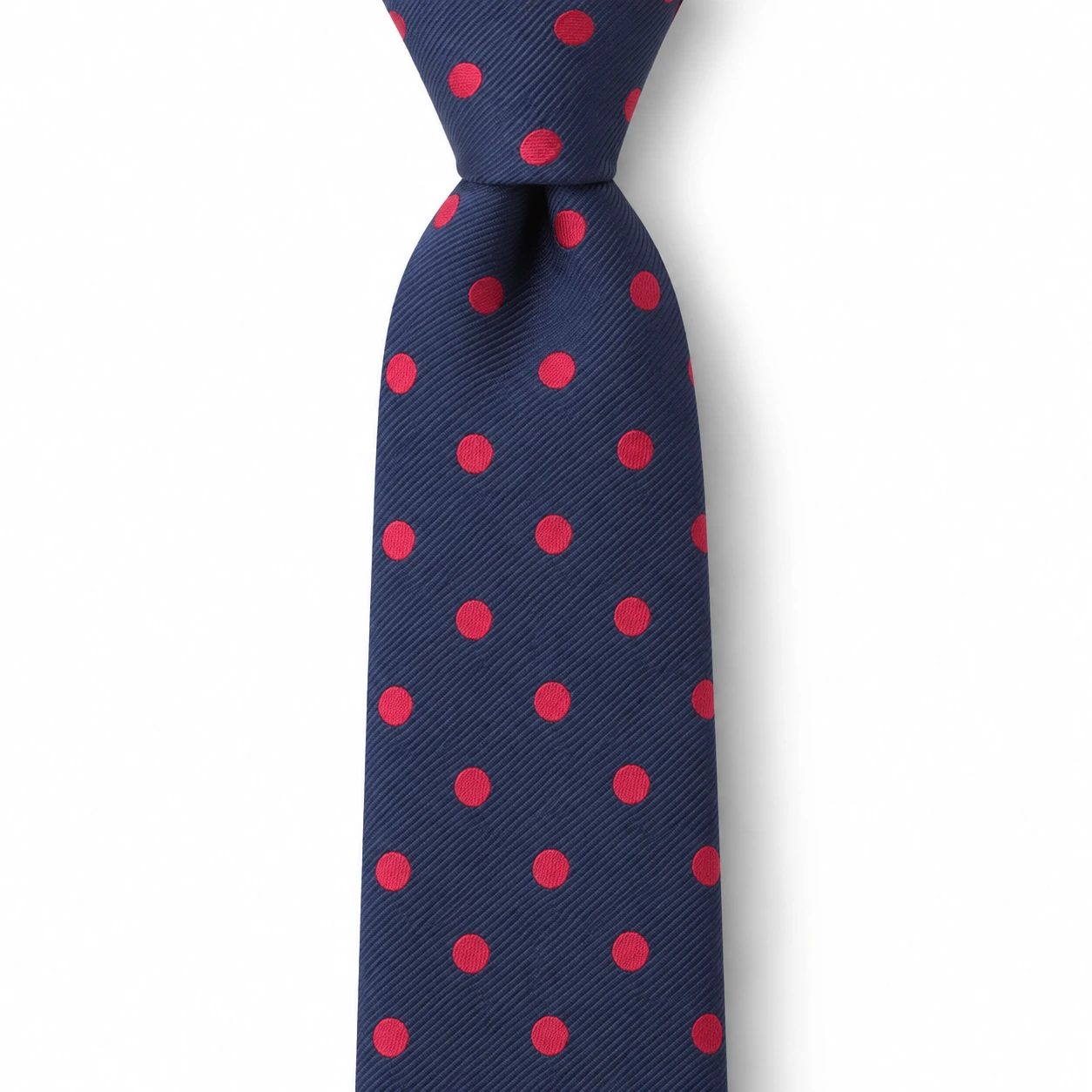Navy Blue and Red Polka Dot Skinny Tie