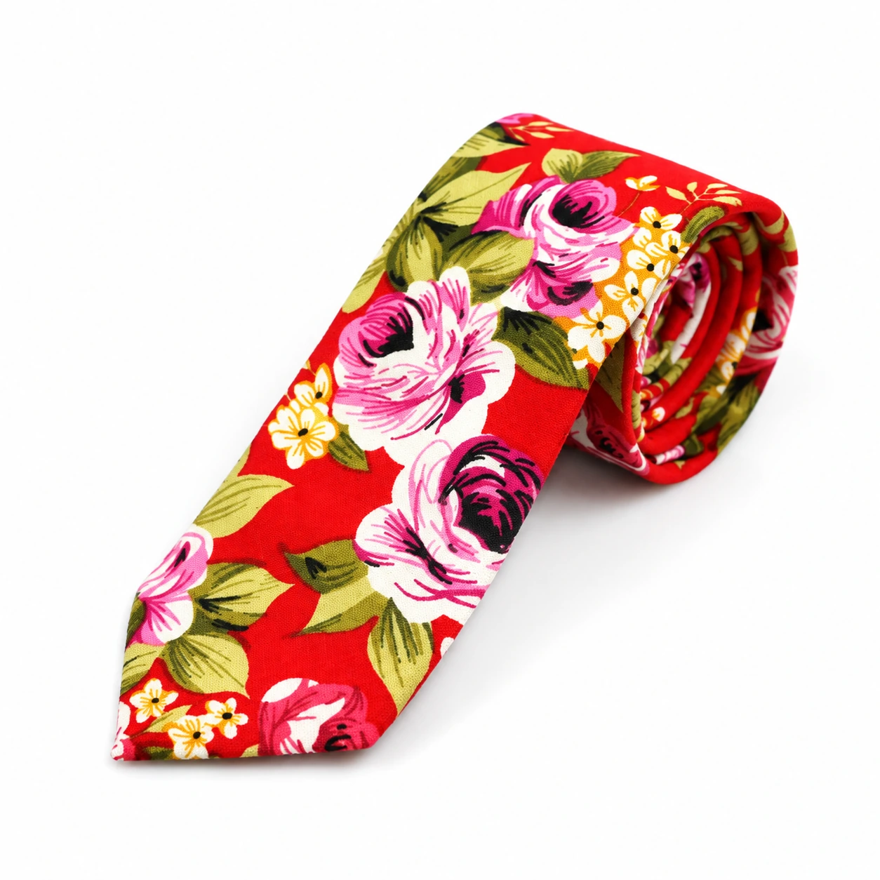 Red Rose Bouquet Skinny Tie