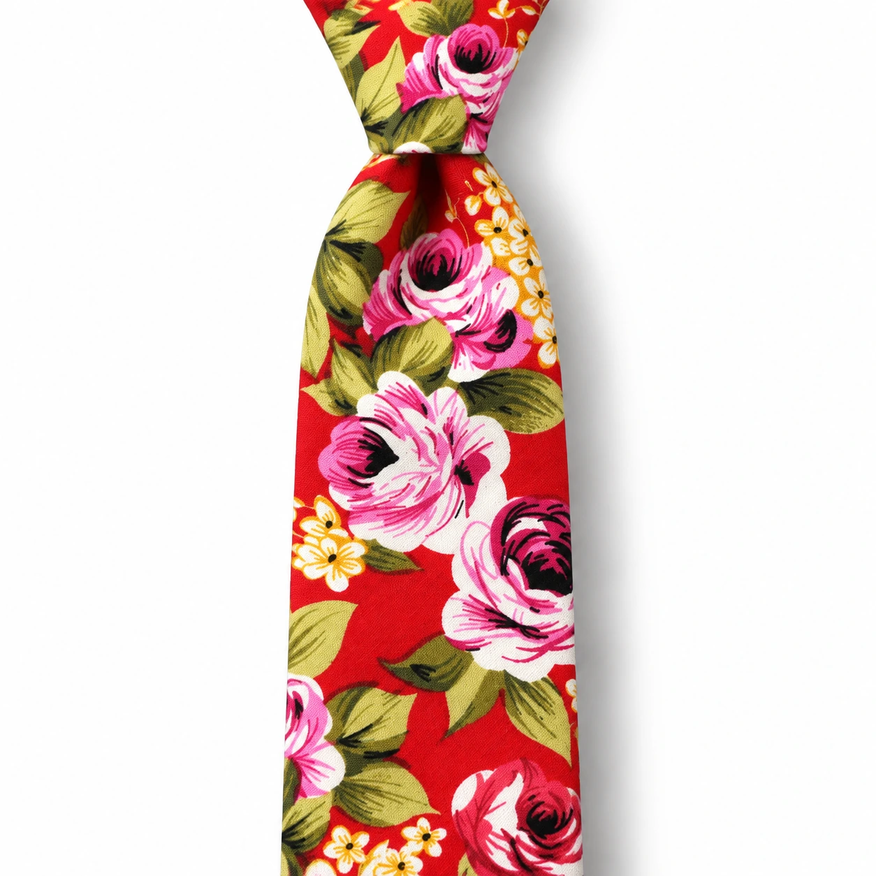 Red Rose Bouquet Skinny Tie