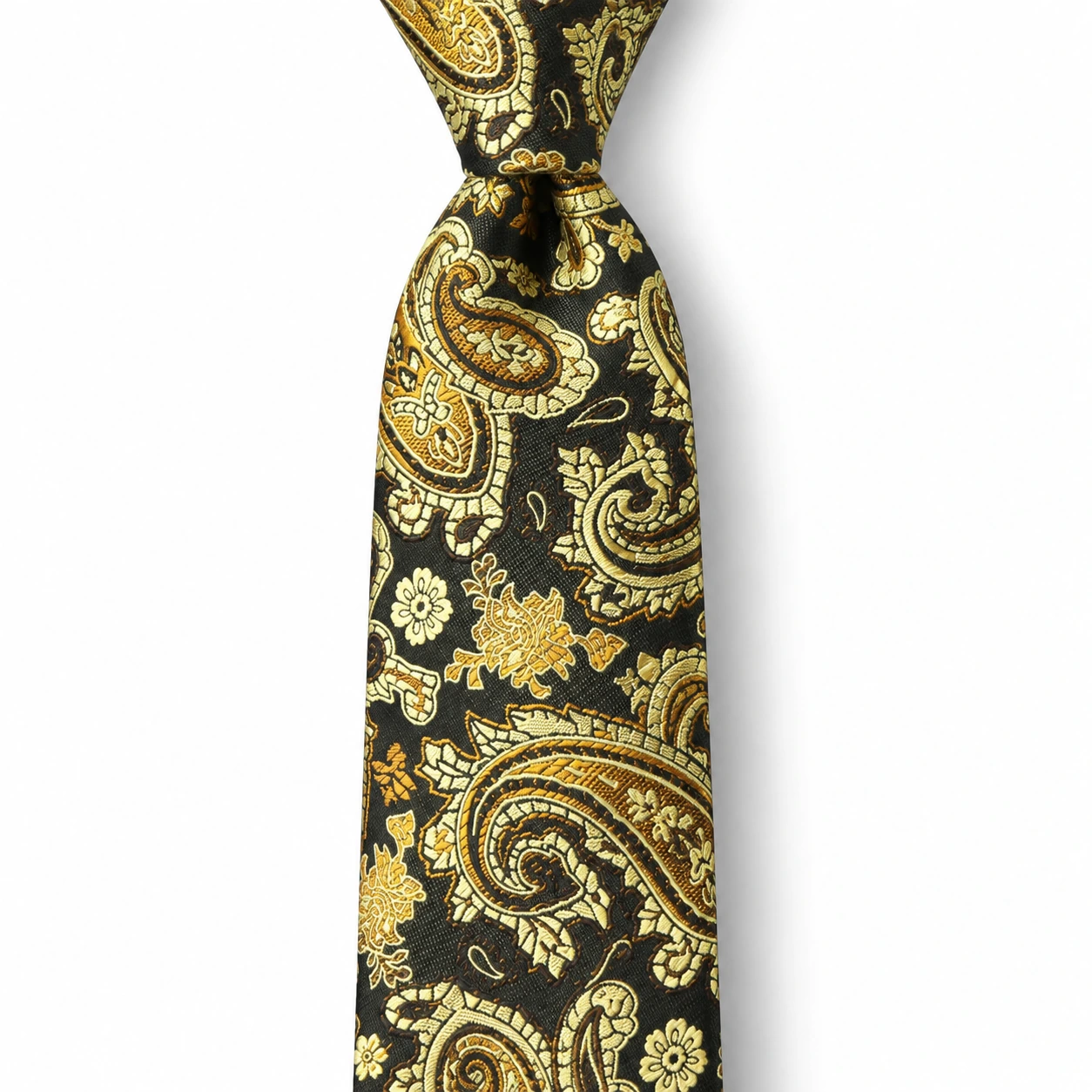 Black and Gold Ornate Paisley Skinny Tie
