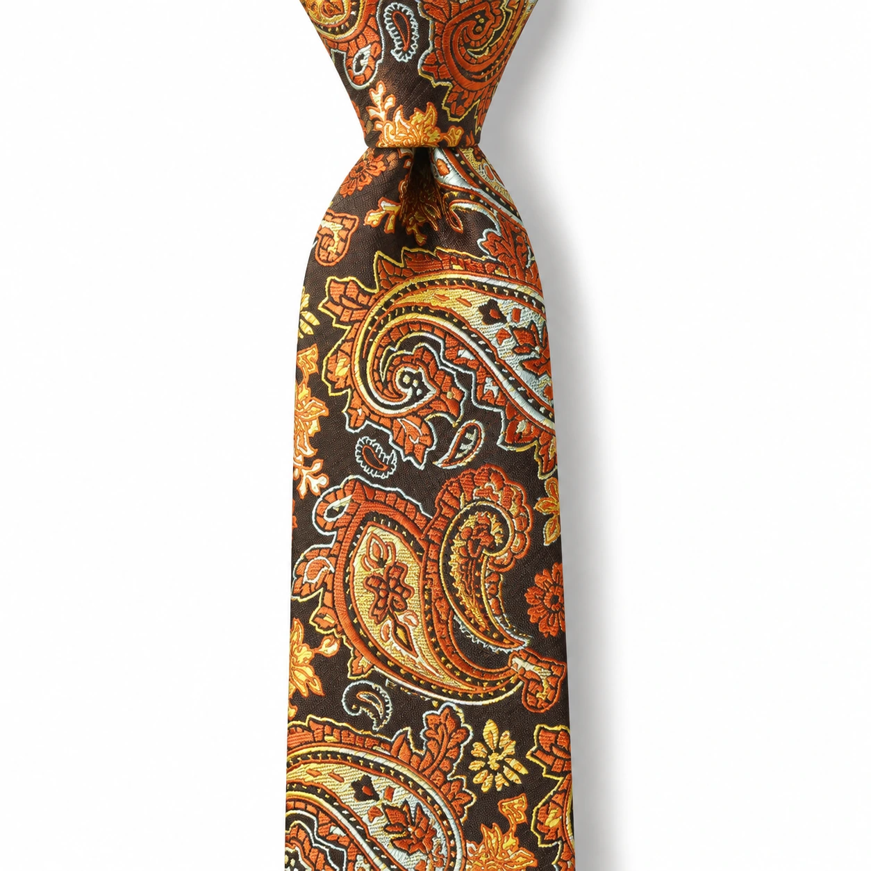 Dark Orange and Black Paisley Skinny Tie