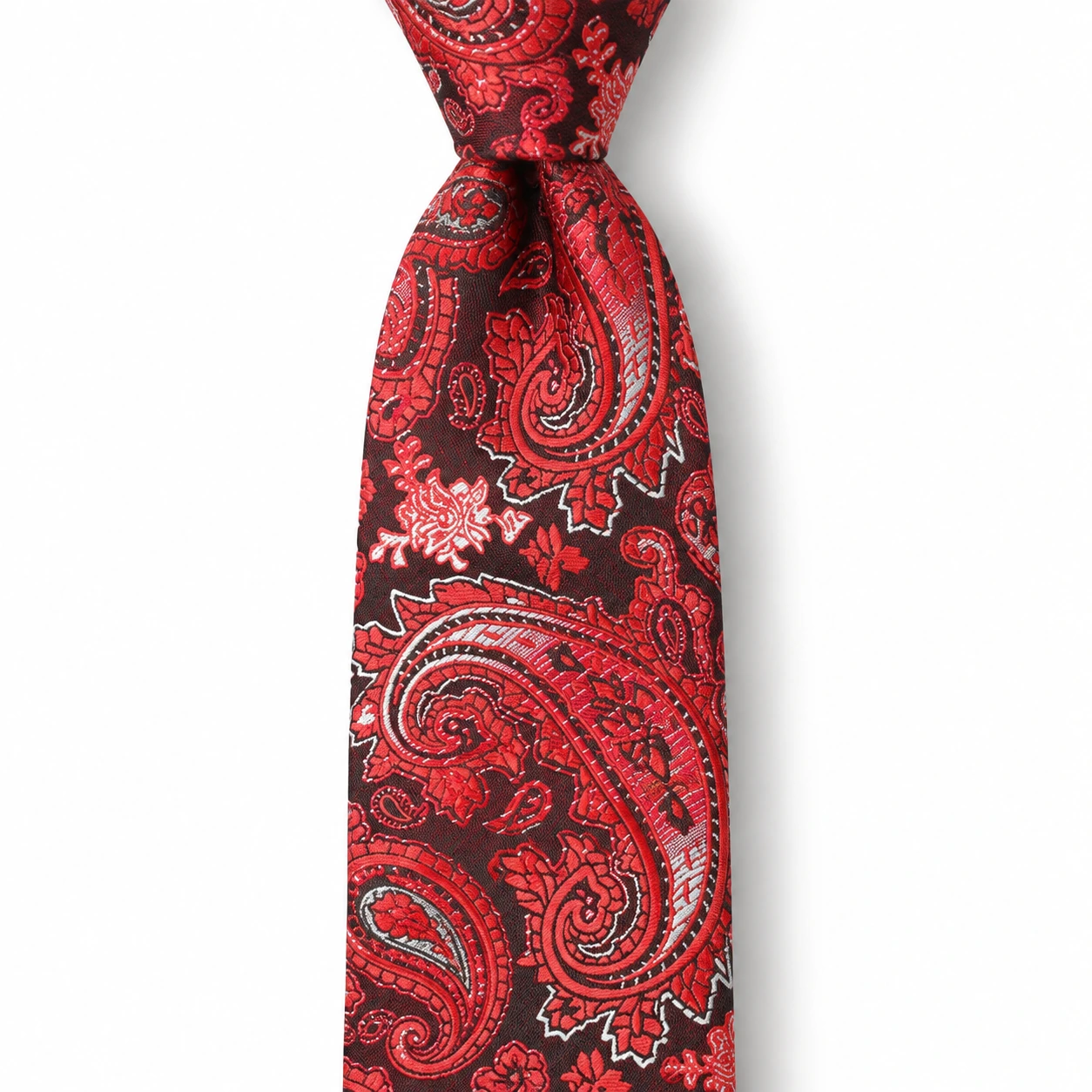 Red and Charcoal Paisley Skinny Tie