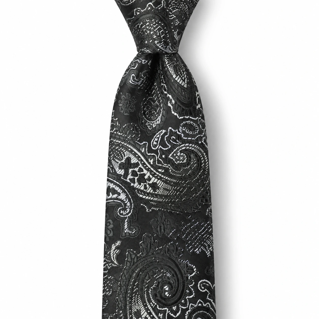 Black and Gray Paisley Skinny Tie