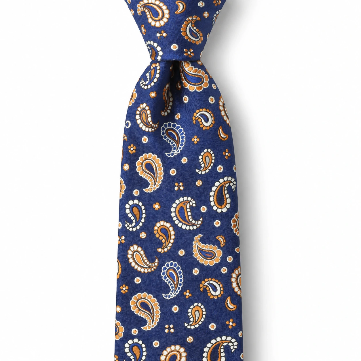 Royal Blue and Gold Small Paisley Skinny Tie