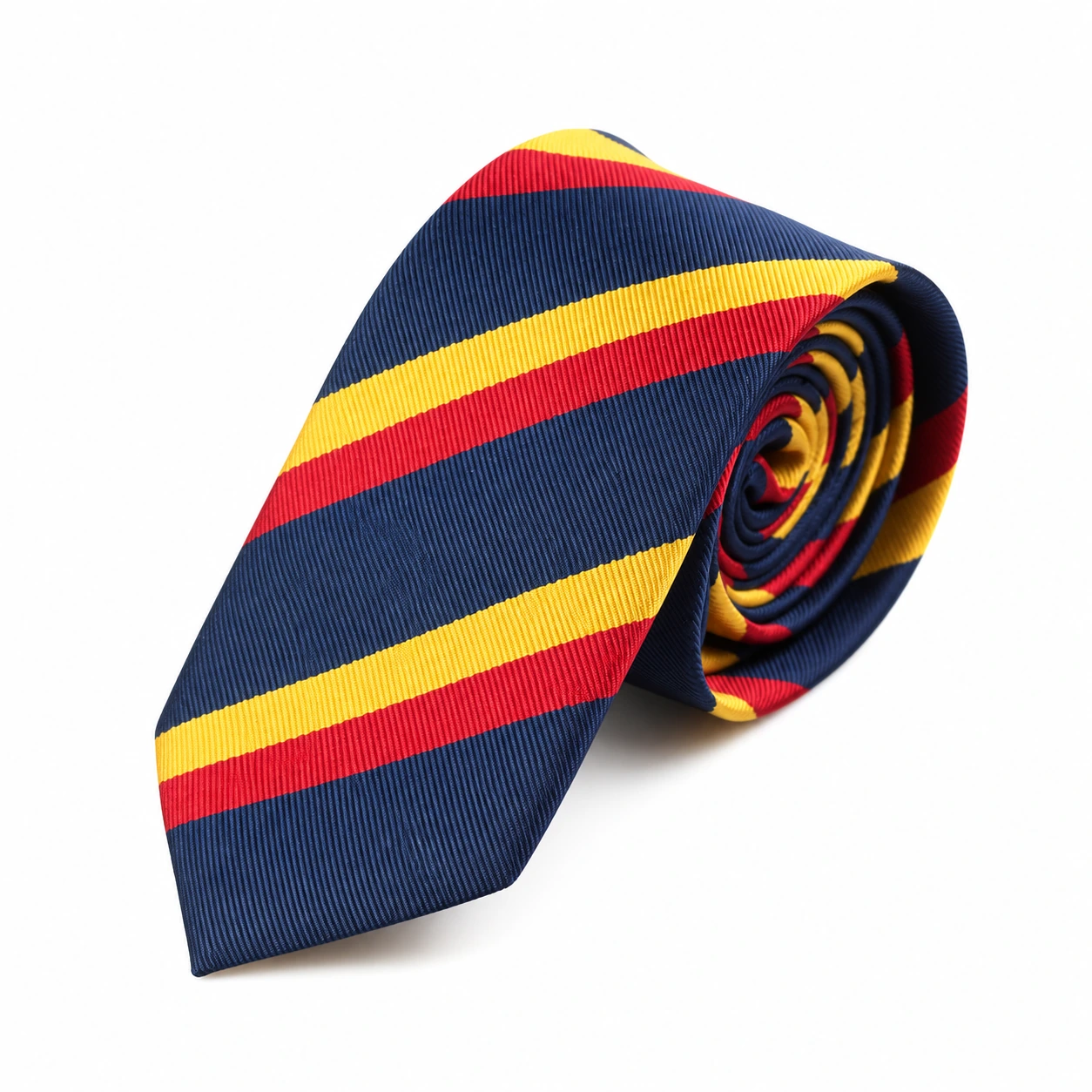 Navy, Red and Yellow Striped Skinny Tie