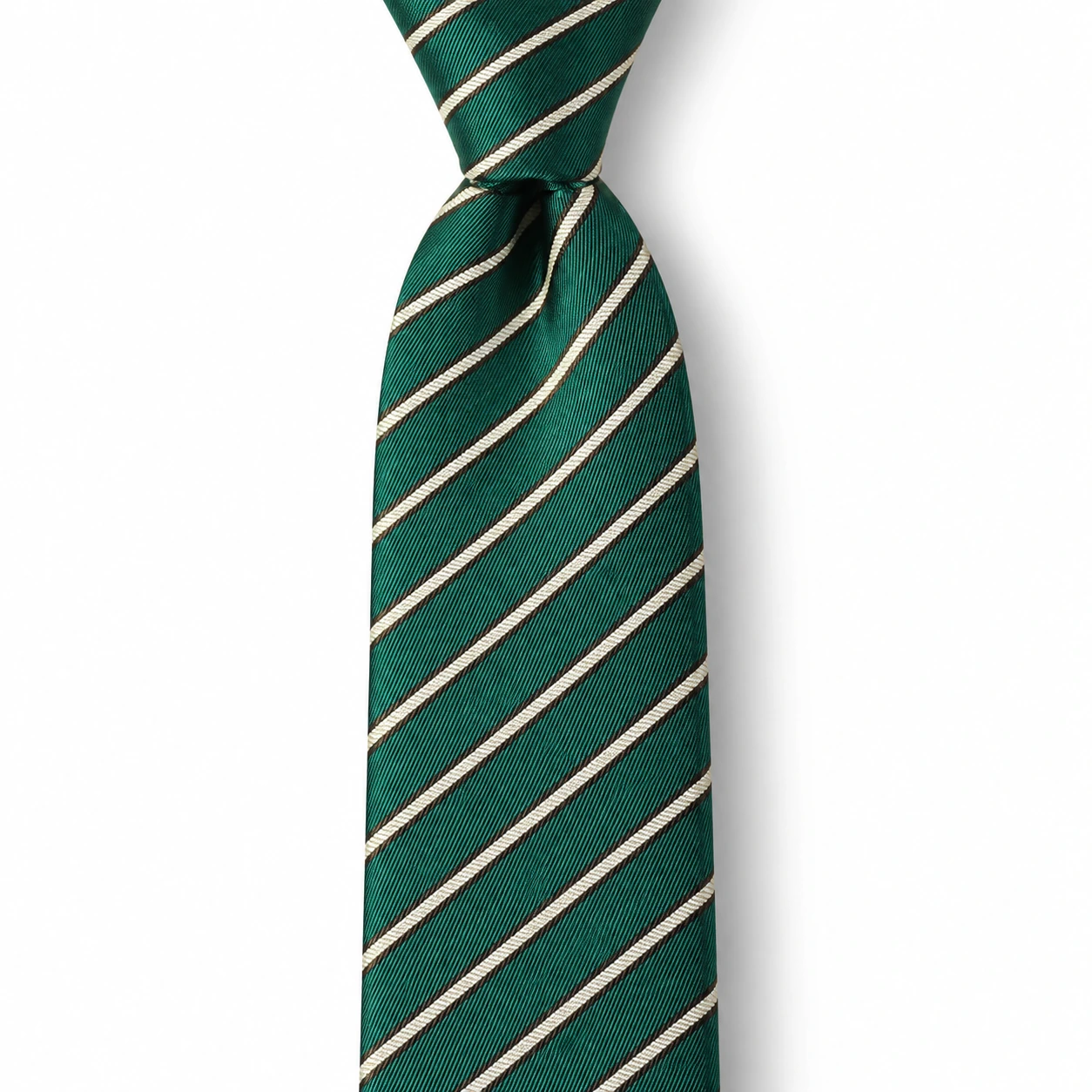 Green and Cream Double Stripe Skinny Tie