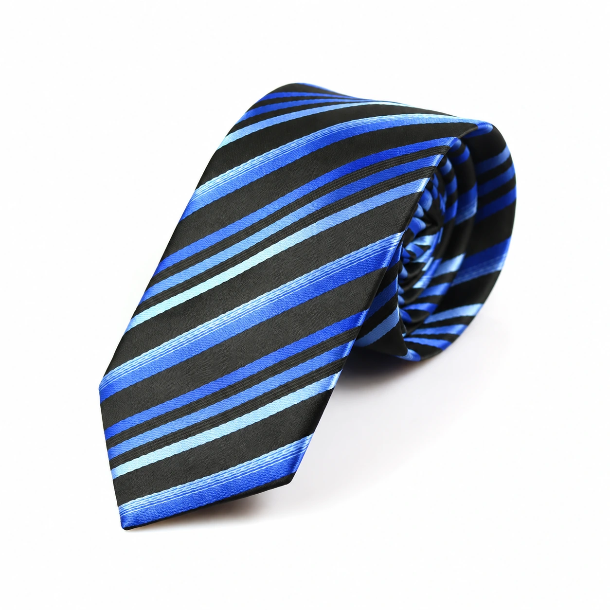 Black and Blue Multi Stripe Skinny Tie