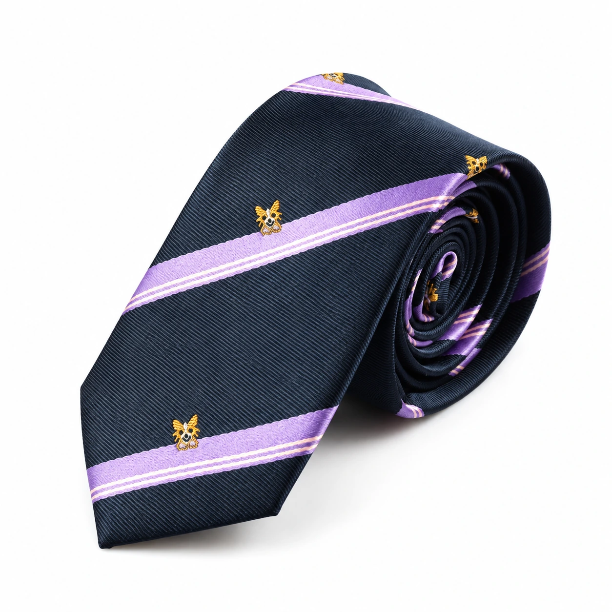Navy and Lavender Stripe Motif Skinny Tie
