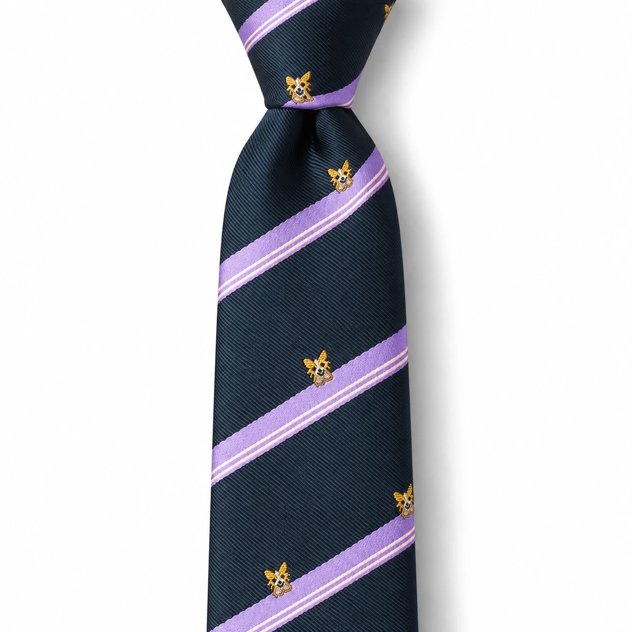 Navy and Lavender Stripe Motif Skinny Tie