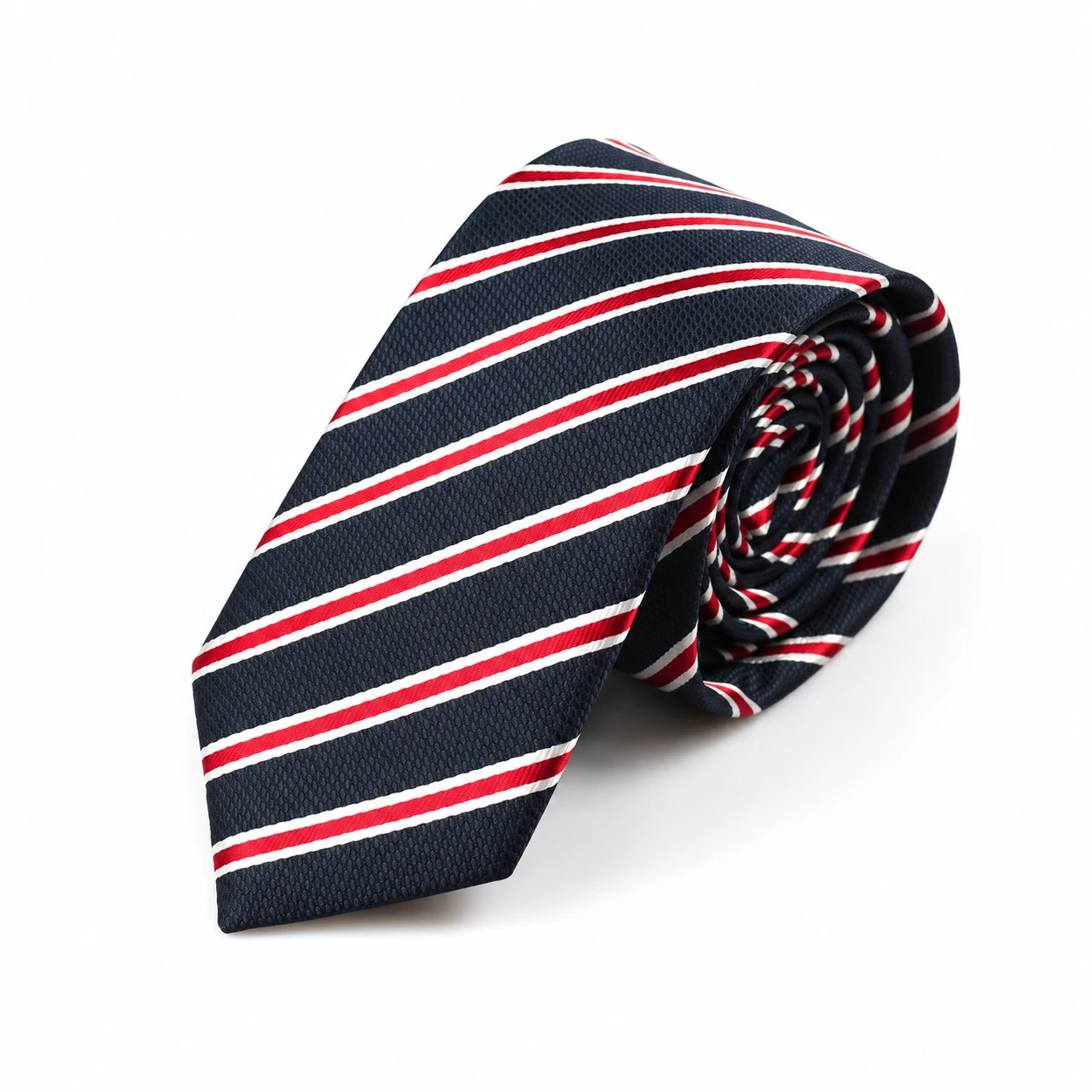 Black, Red and White Striped Skinny Tie