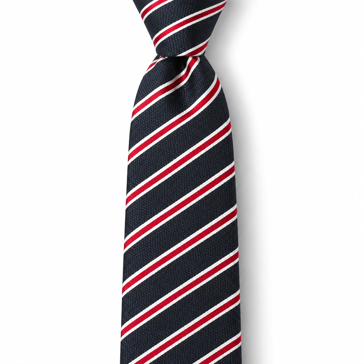 Black, Red and White Striped Skinny Tie