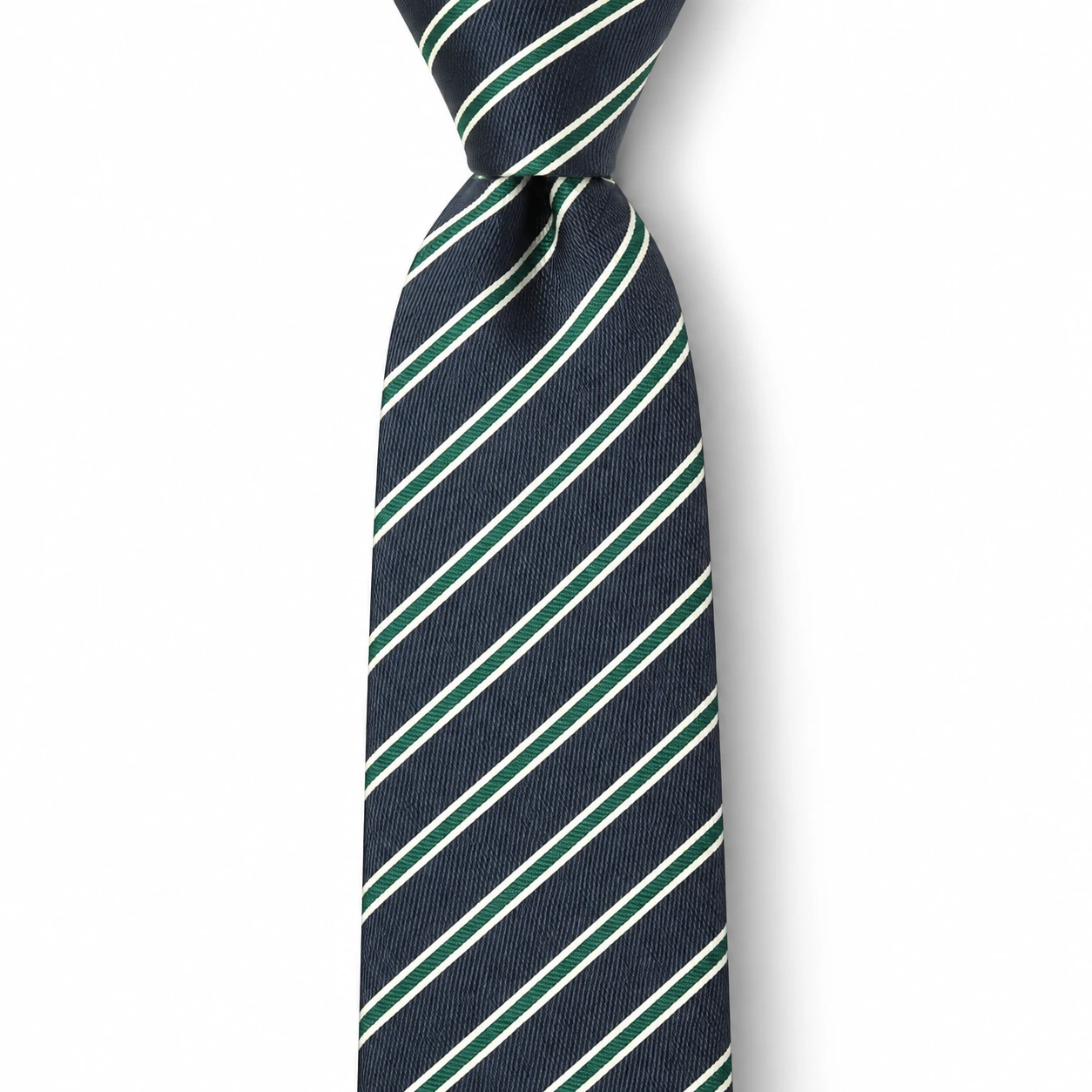 Dark Navy, Mint and White Striped Skinny Tie