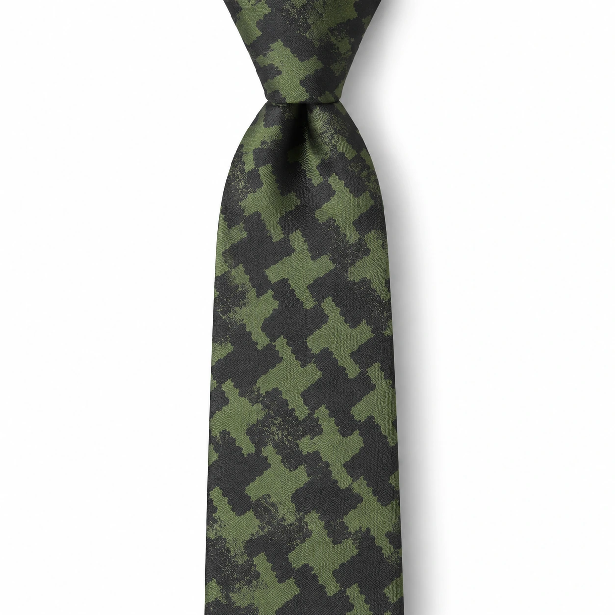 Olive and Charcoal Geometric Cross Skinny Tie