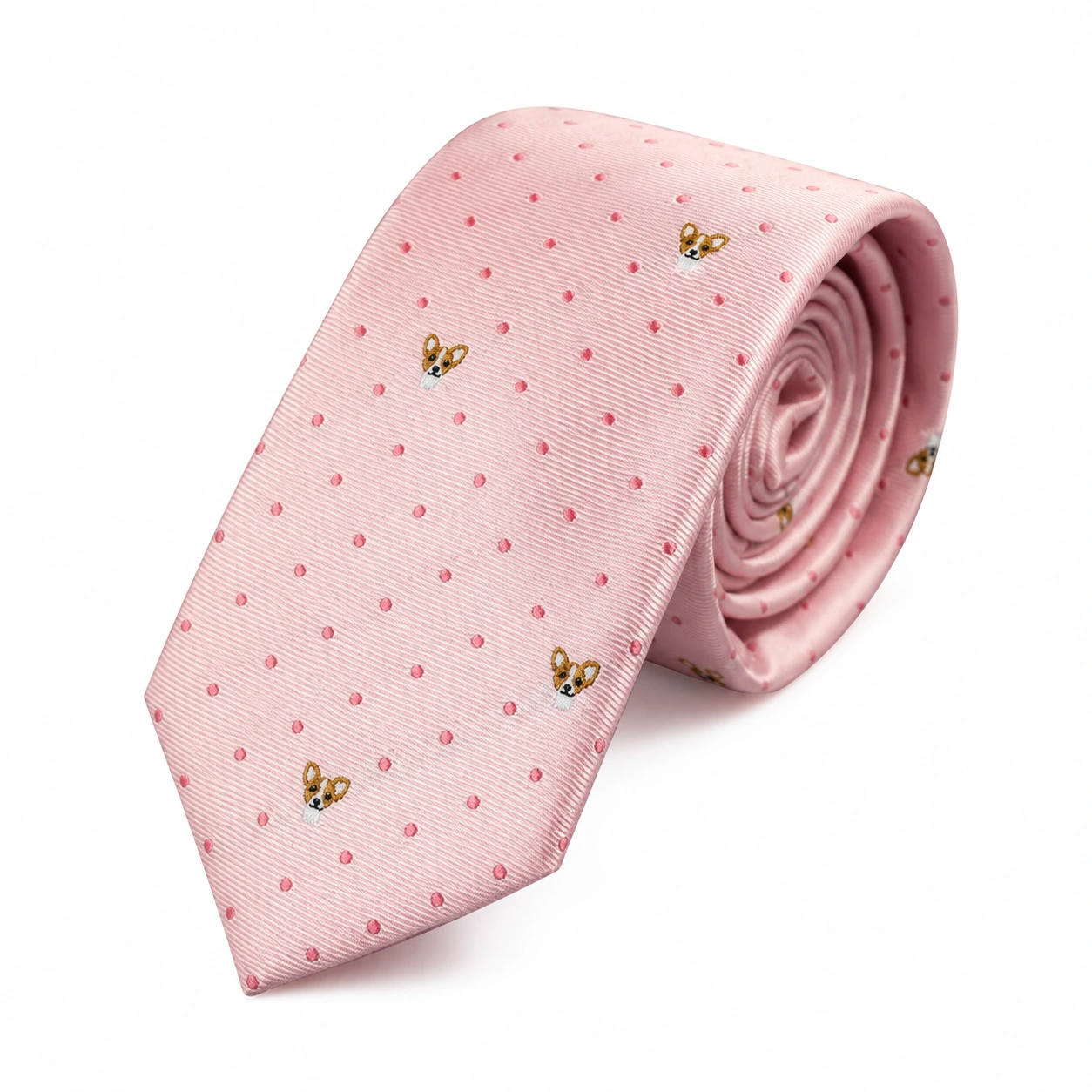 Pale Pink Dot and Gold Motif Skinny Tie