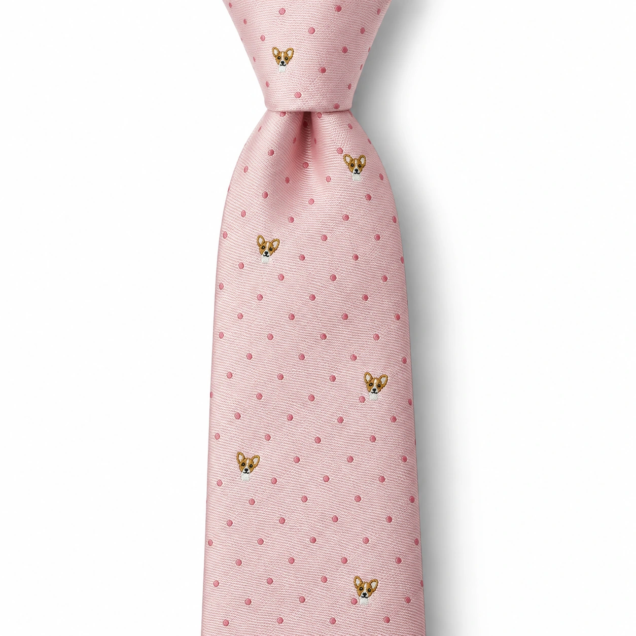 Pale Pink Dot and Gold Motif Skinny Tie