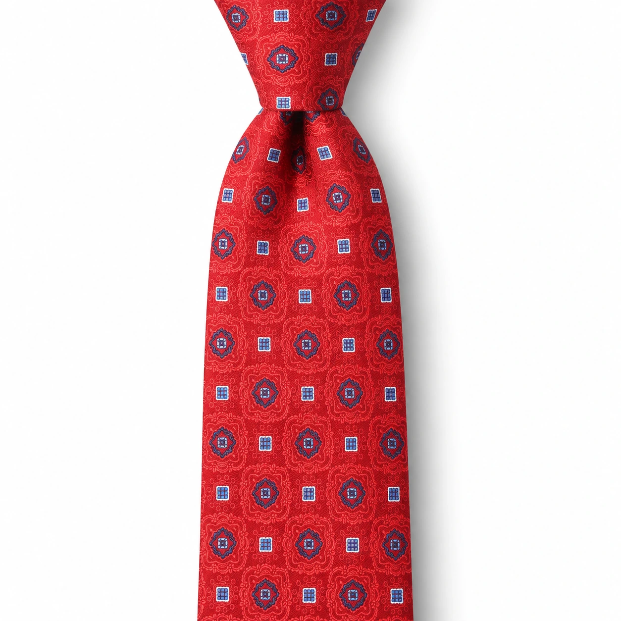 Red and Blue Medallion Skinny Tie