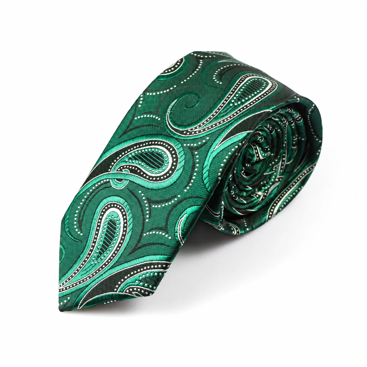 Emerald Green and Mint Paisley Skinny Tie