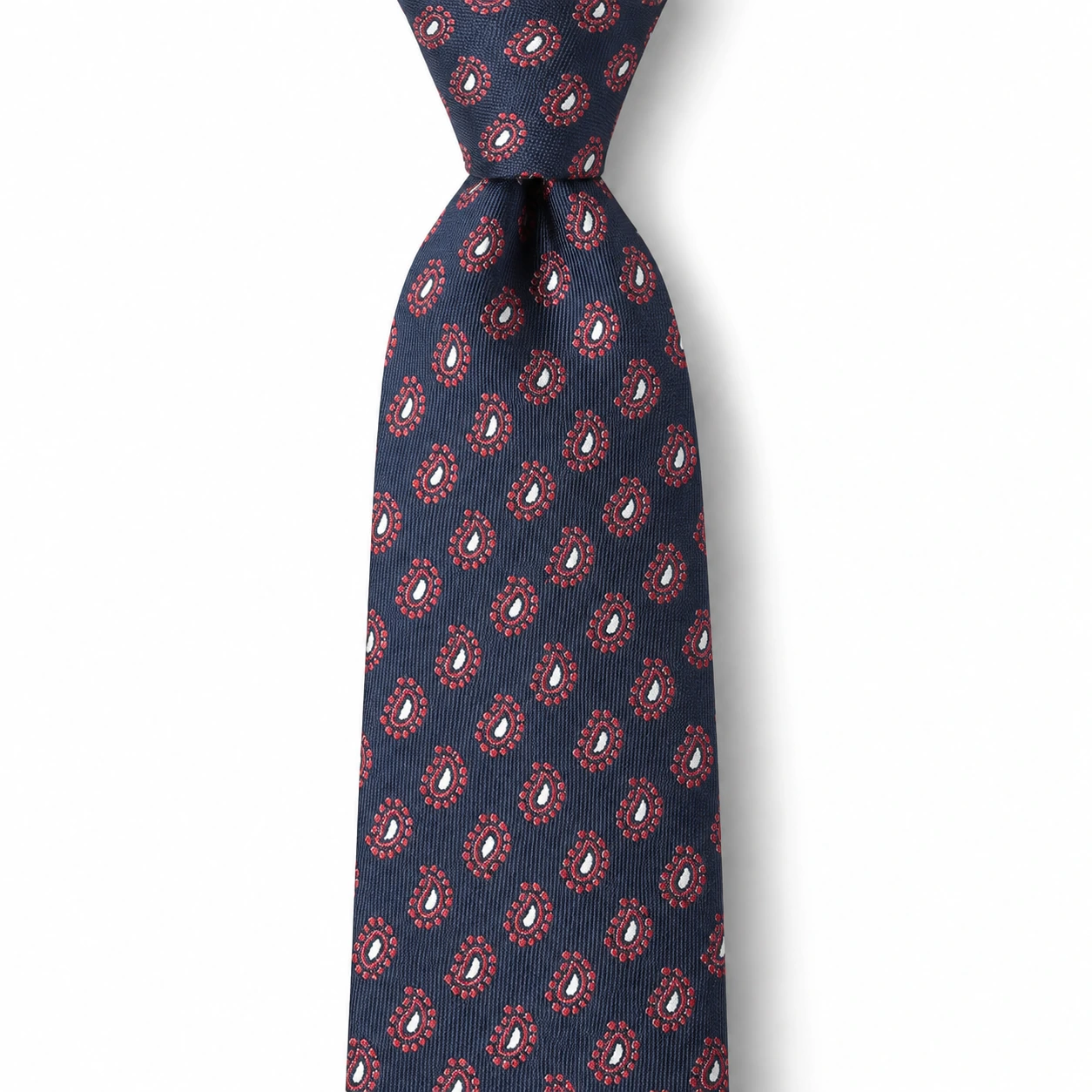 Navy, Red and White Floral Medallion Skinny Tie