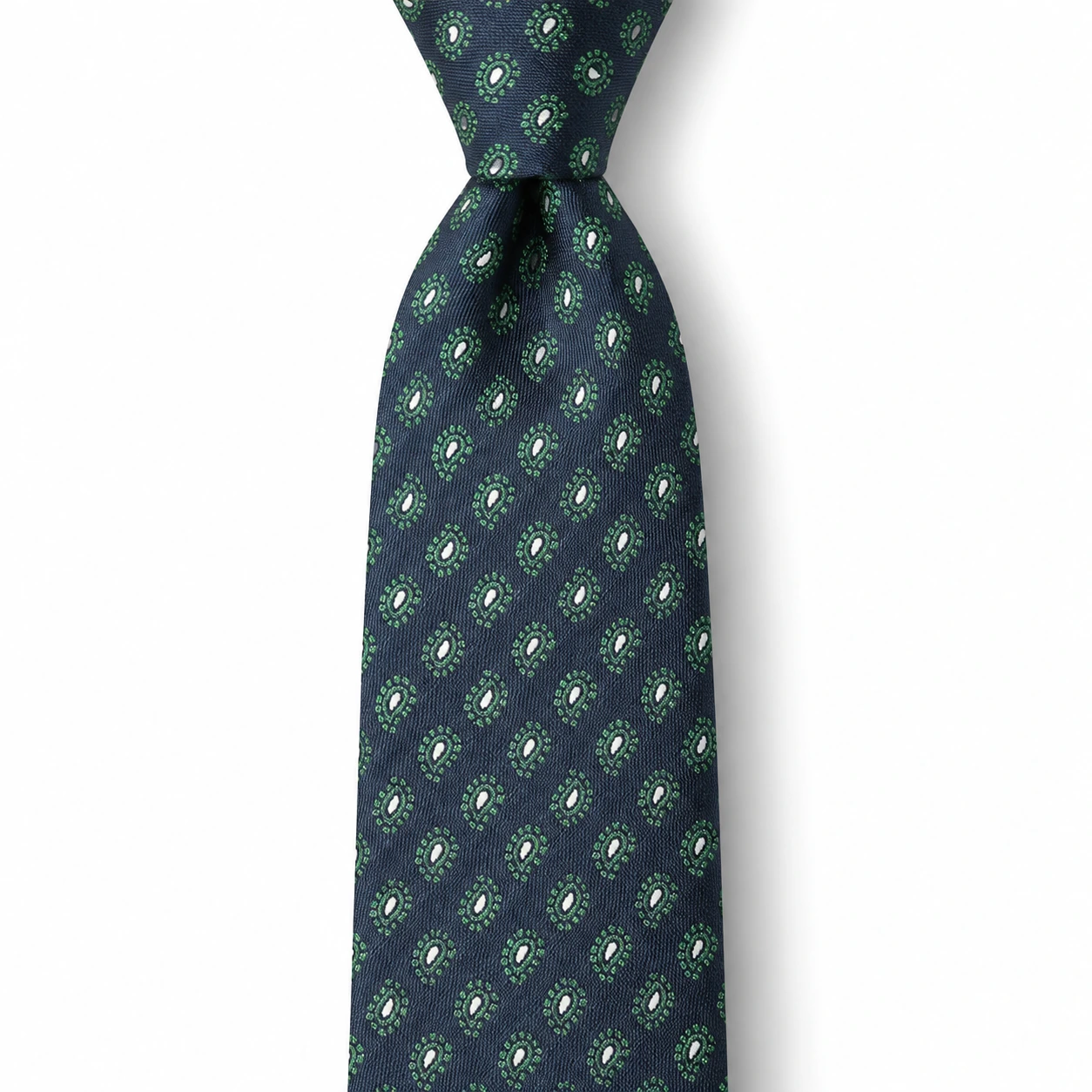 Navy and Green Floral Medallion Skinny Tie